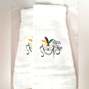 Embroidered Mardi Gras Mask Hand Towel Set